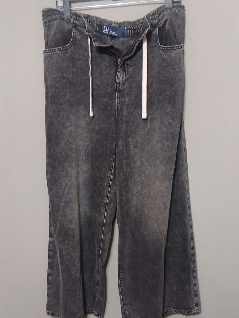 GAP Washed Black Baggy Wide Leg Drawstring Jeans - Picture 1 of 6